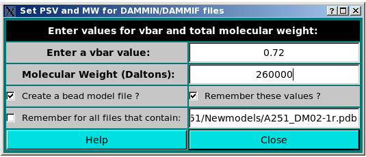 SOMO DAMMIN/DAMMIF imported bead models properties