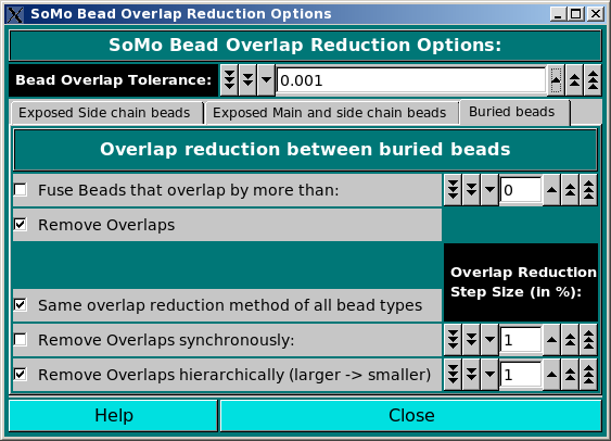 Buried Beads Overlap Reduction Options
